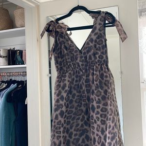 Anthro Daniel Rainn Organza Dress Leopard Print